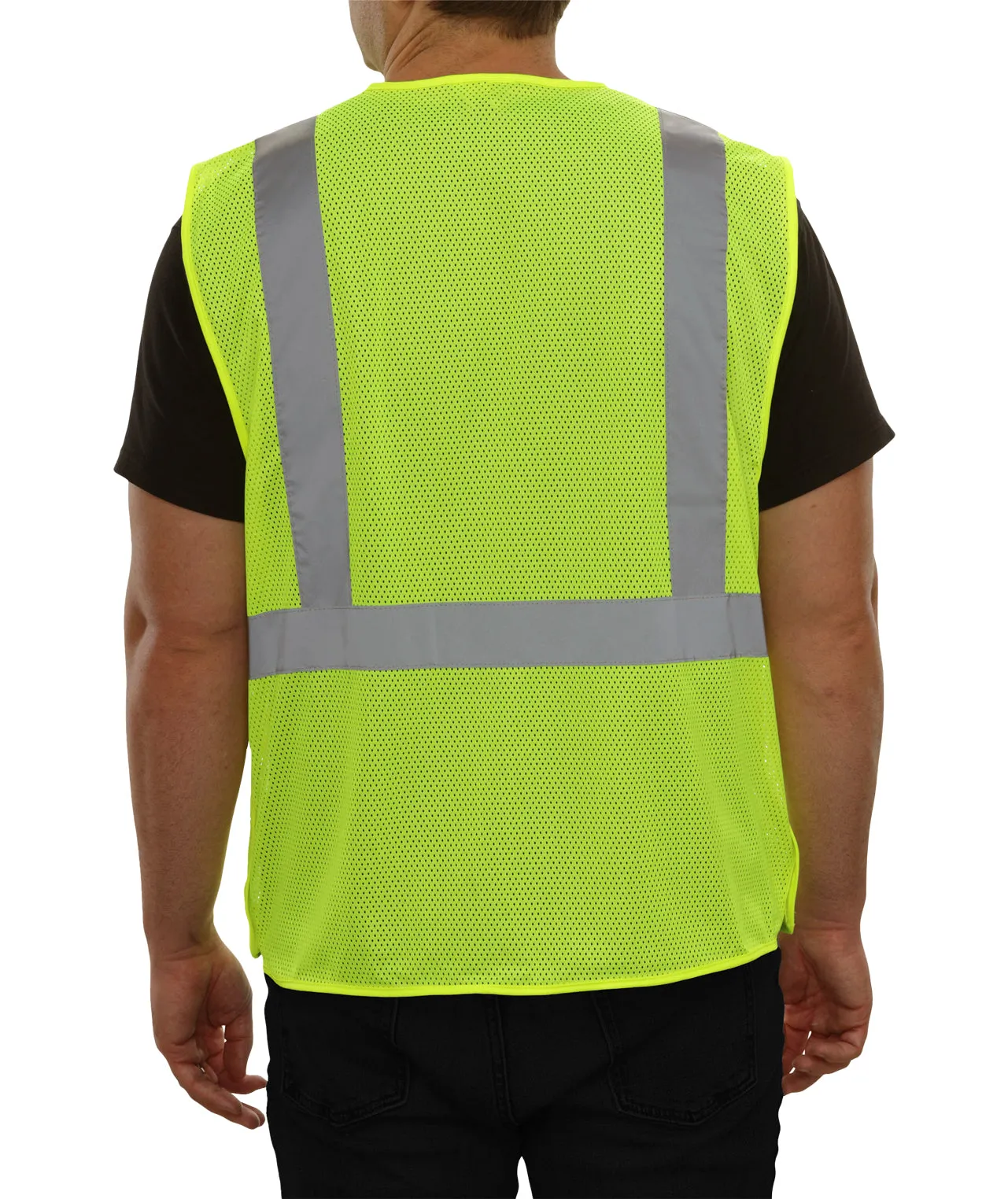 582ETLM Economy Safety Vest: Hi-Vis Vest: 5pt Breakaway Mesh: ANSI 2