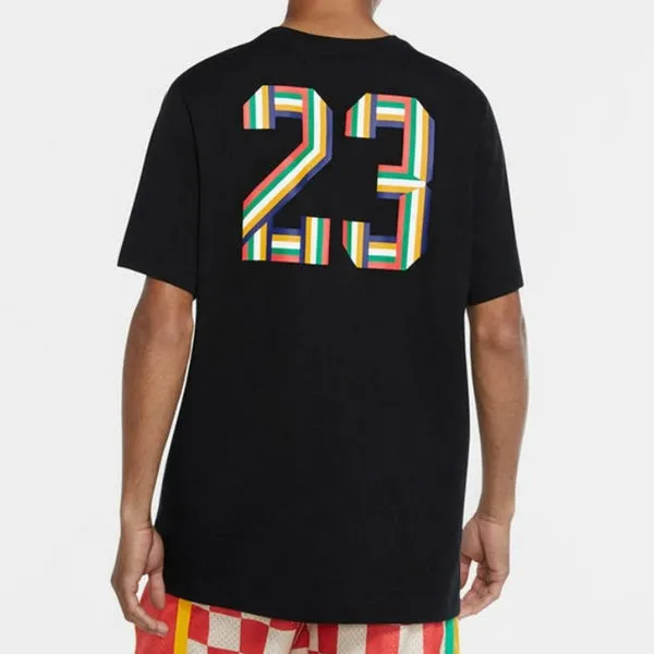 Air Jordan Solid Color Round Neck Printing Short Sleeve T-Shirt Black