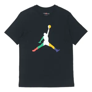 Air Jordan Solid Color Round Neck Printing Short Sleeve T-Shirt Black