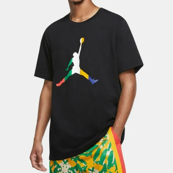 Air Jordan Solid Color Round Neck Printing Short Sleeve T-Shirt Black