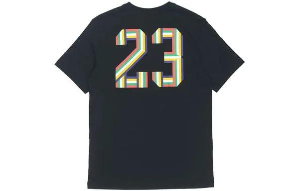 Air Jordan Solid Color Round Neck Printing Short Sleeve T-Shirt Black