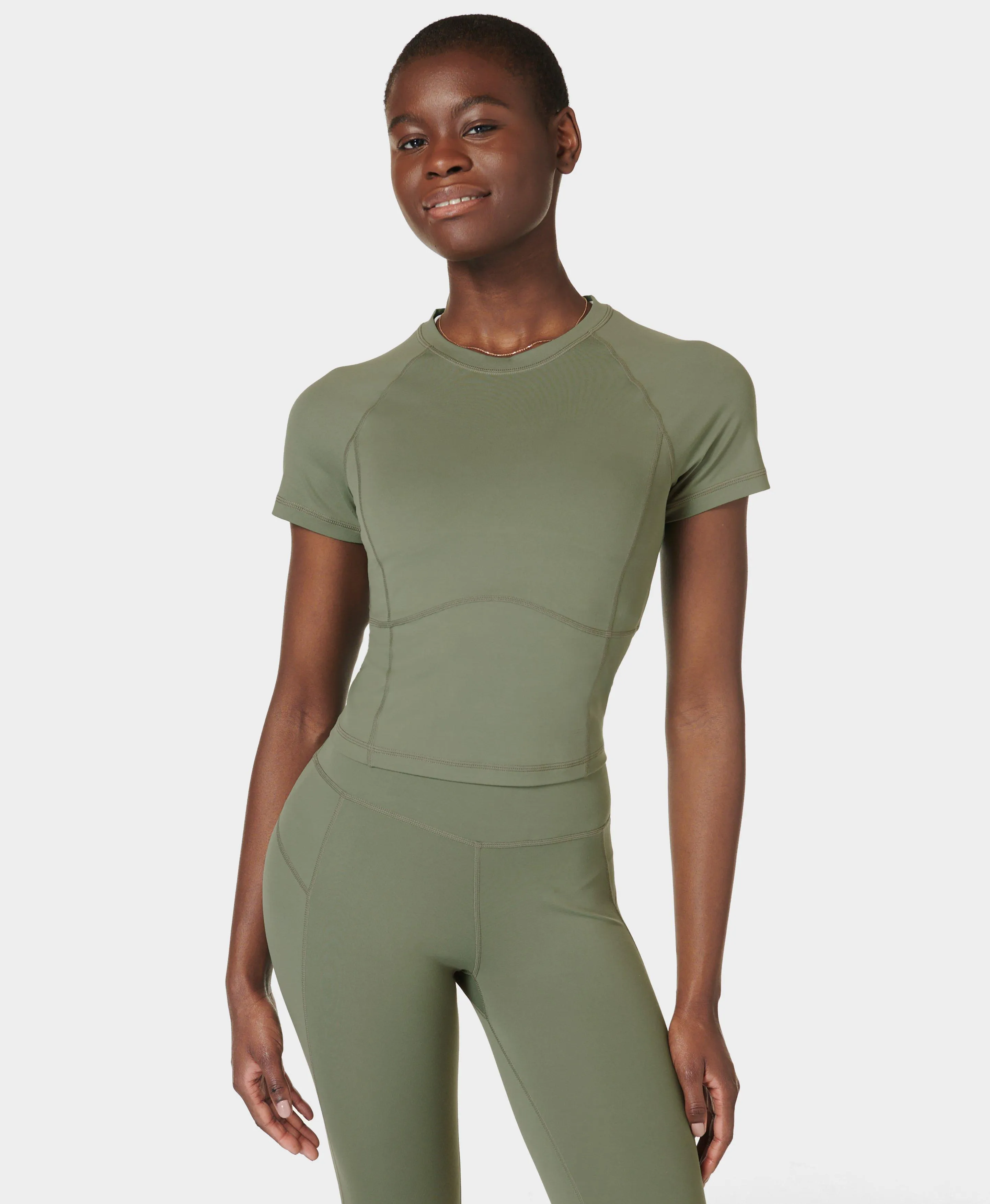 All Day Active Cropped T-shirt Sb9798 Umbra-Green