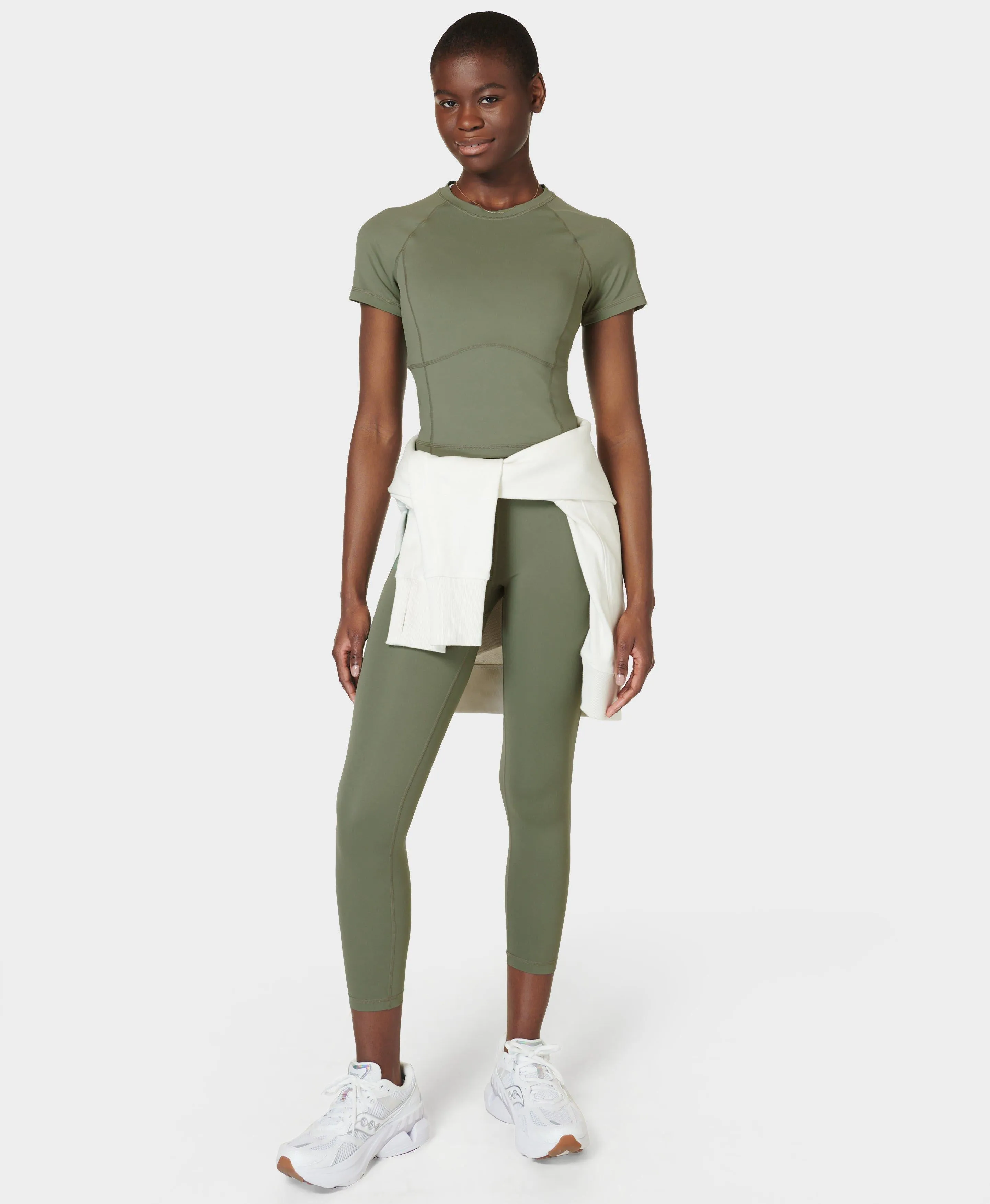 All Day Active Cropped T-shirt Sb9798 Umbra-Green