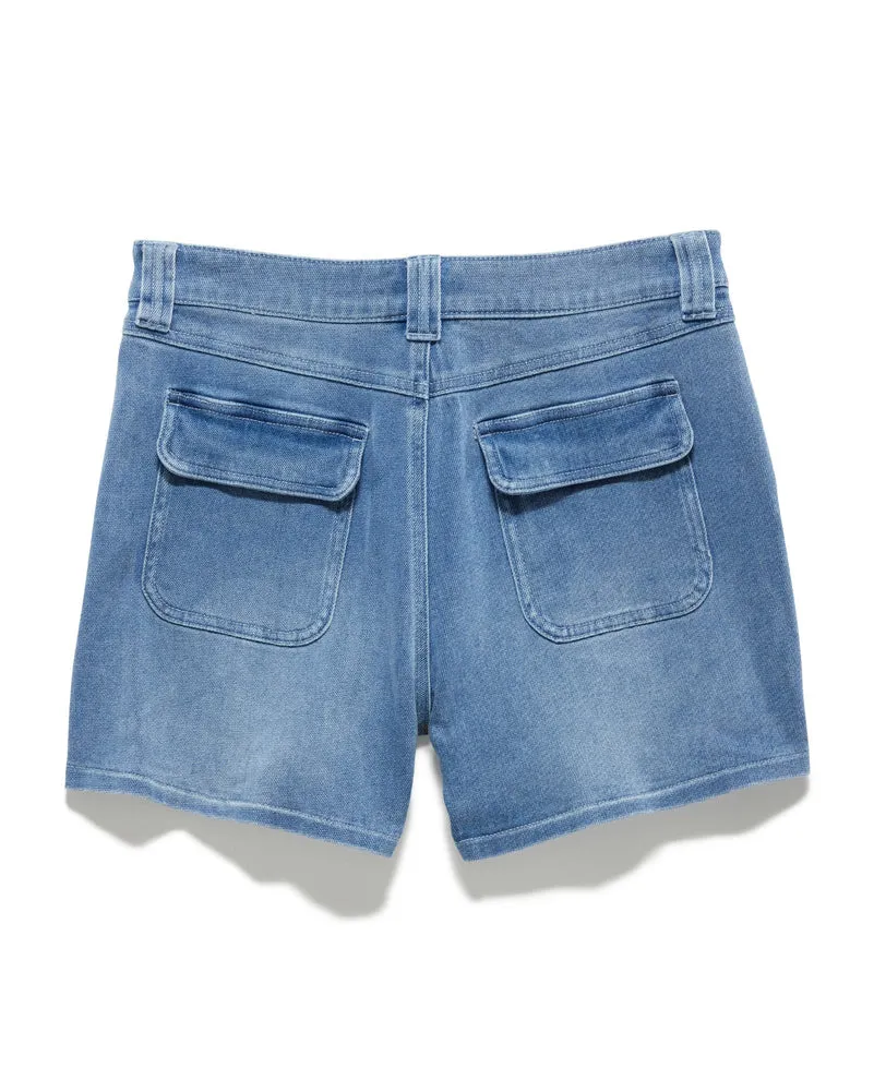 Amorita Knit Denim Cargo Shorts in Light Wash by Flag and Anthem