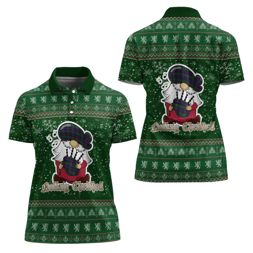 Armstrong Modern Clan Christmas Family Polo Shirt with Funny Gnome Playing Bagpipes