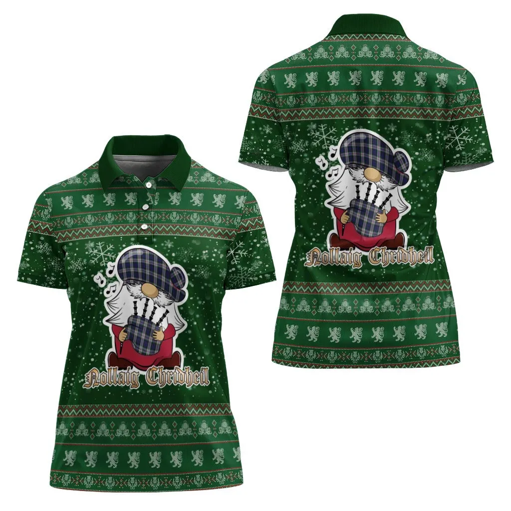 Baird Dress Clan Christmas Family Polo Shirt with Funny Gnome Playing Bagpipes