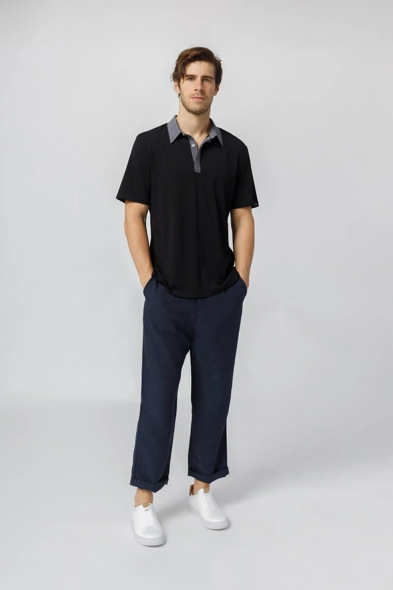 Bamboo Contrast Collar Polo Shirt