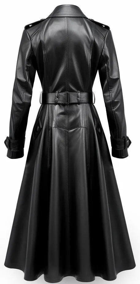 Black leather Trench Coat stylish