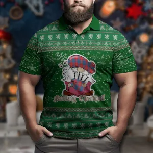 Blane Clan Christmas Family Polo Shirt with Funny Gnome Playing Bagpipes