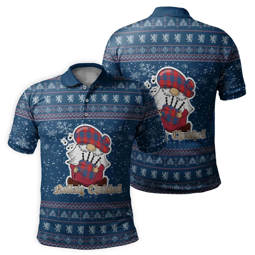 Blane Clan Christmas Family Polo Shirt with Funny Gnome Playing Bagpipes