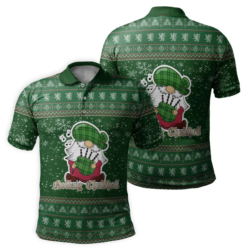 Boyle Clan Christmas Family Polo Shirt with Funny Gnome Playing Bagpipes