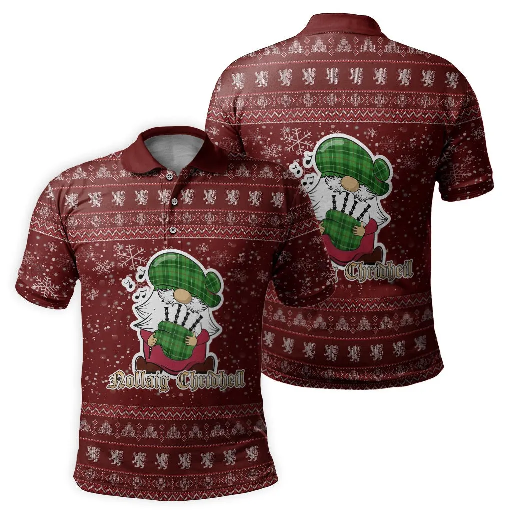 Boyle Clan Christmas Family Polo Shirt with Funny Gnome Playing Bagpipes