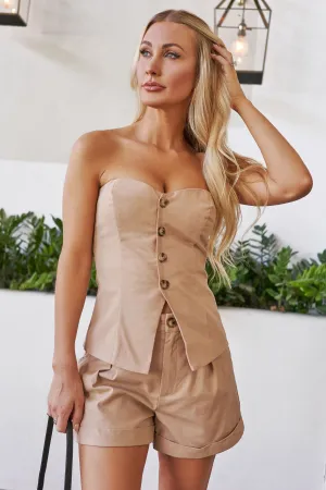 Brianna Khaki Top and Shorts Set