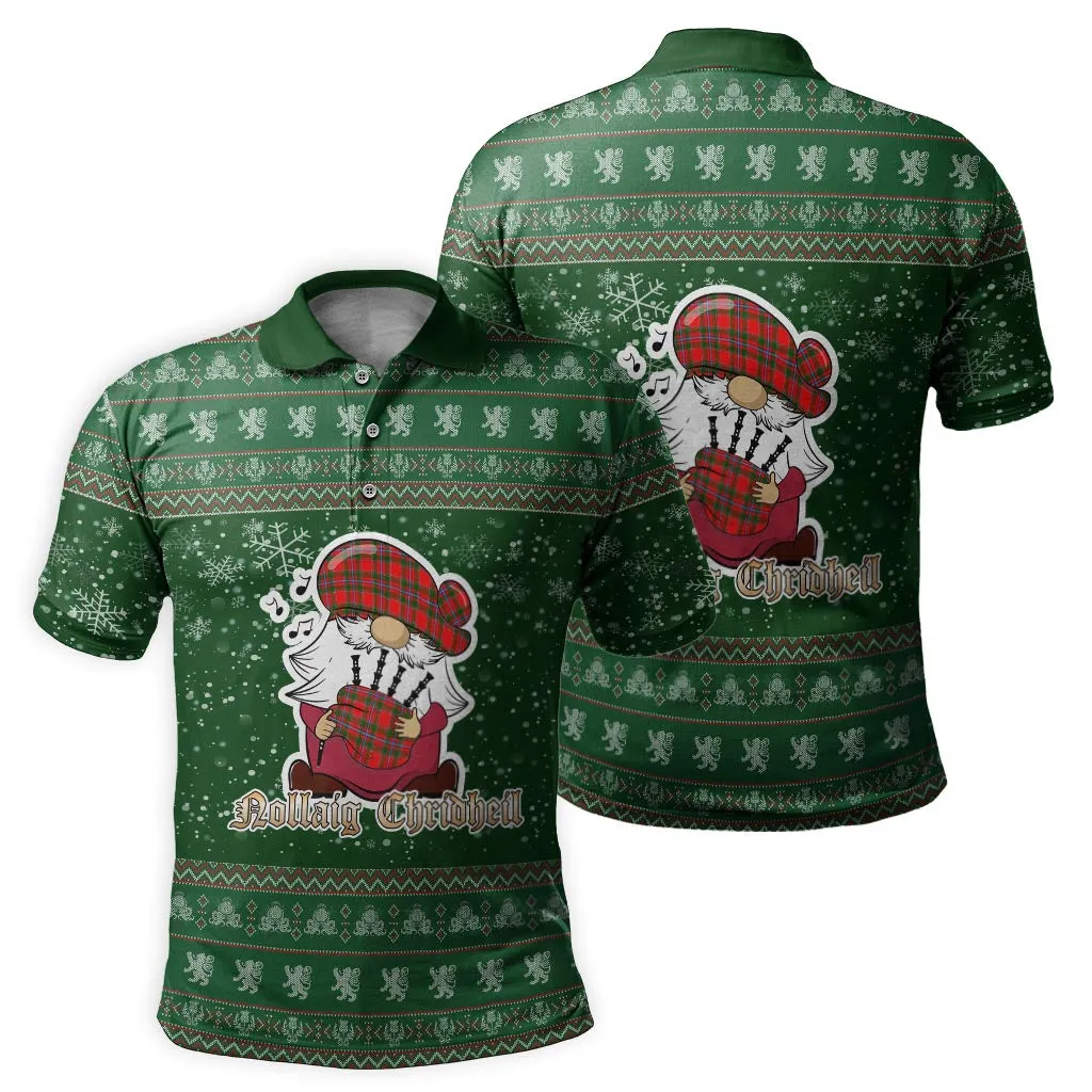 Butter Clan Christmas Family Polo Shirt with Funny Gnome Playing Bagpipes