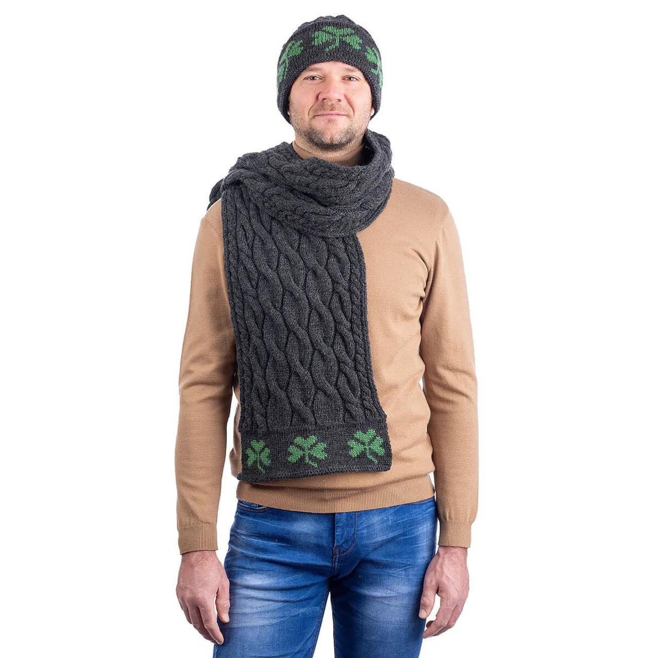 Cable Knit Shamrock Scarf