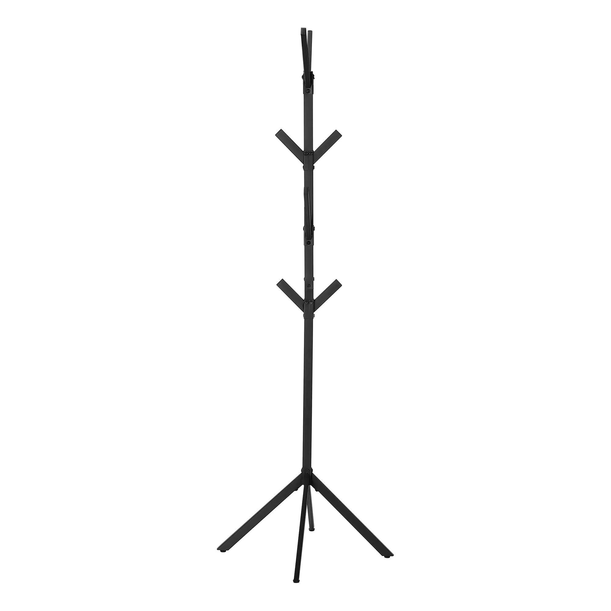 Coat Rack, Hall Tree, Free Standing, 8 Hooks, Entryway, 70"h, Bedroom, Black Metal, Contemporary, Modern