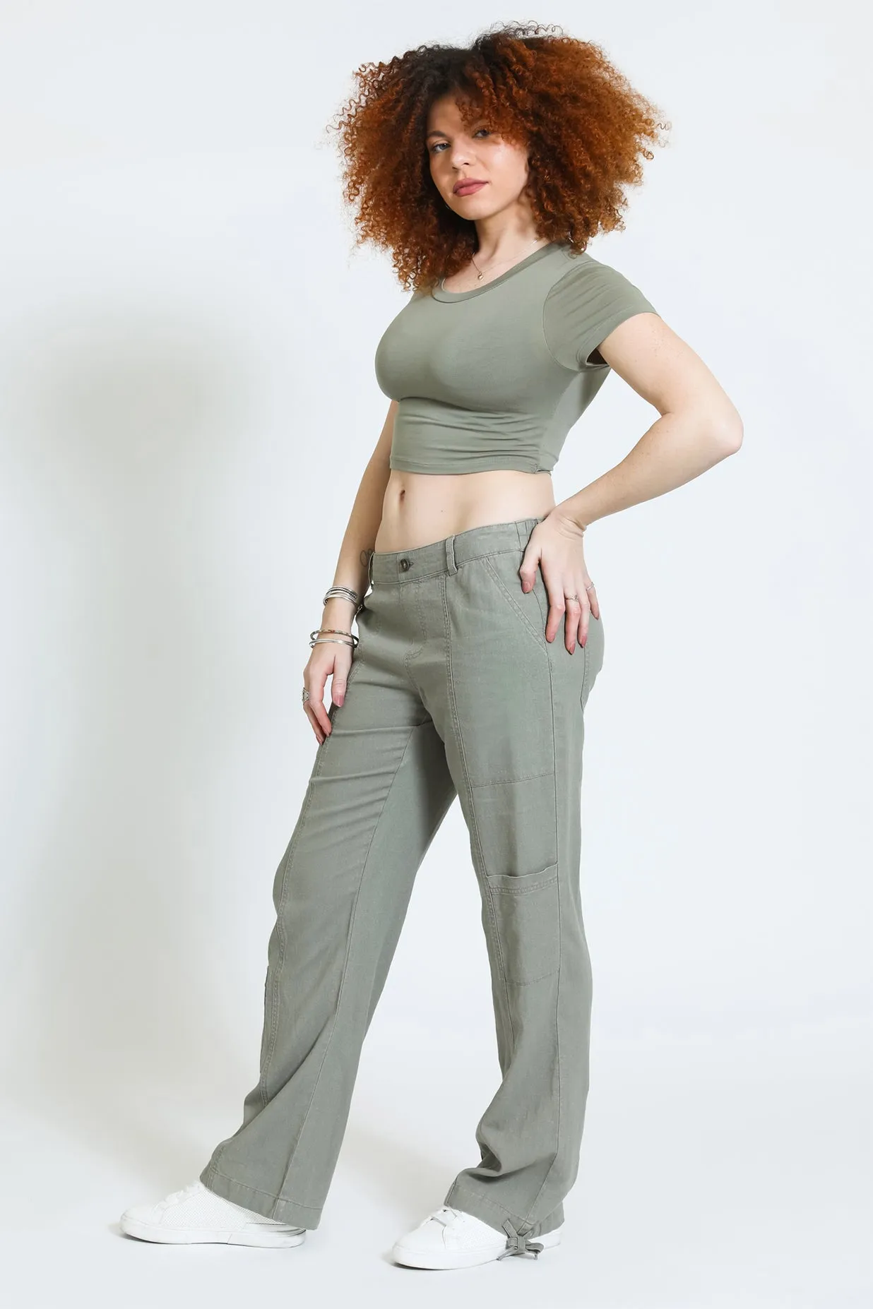 Comfort Waist Cargo Pant - Dusty Sage