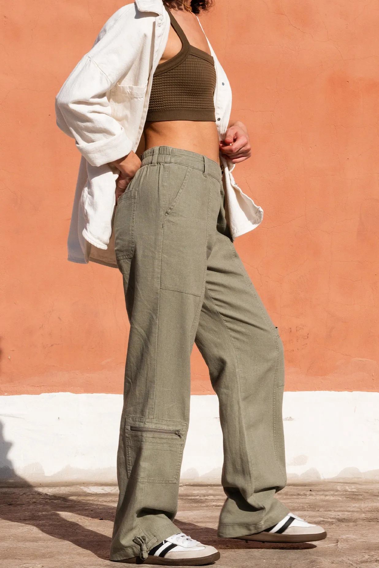 Comfort Waist Cargo Pant - Dusty Sage