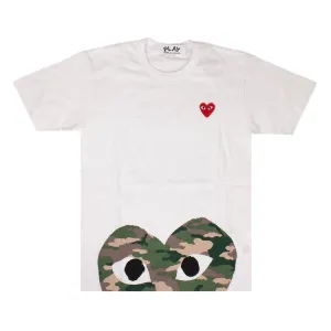 Comme des Garçons PLAY Camo Half Heart T-Shirt 'White', white