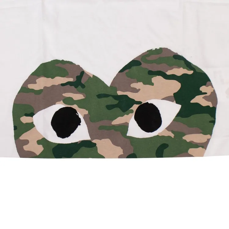 Comme des Garçons PLAY Camo Half Heart T-Shirt 'White', white