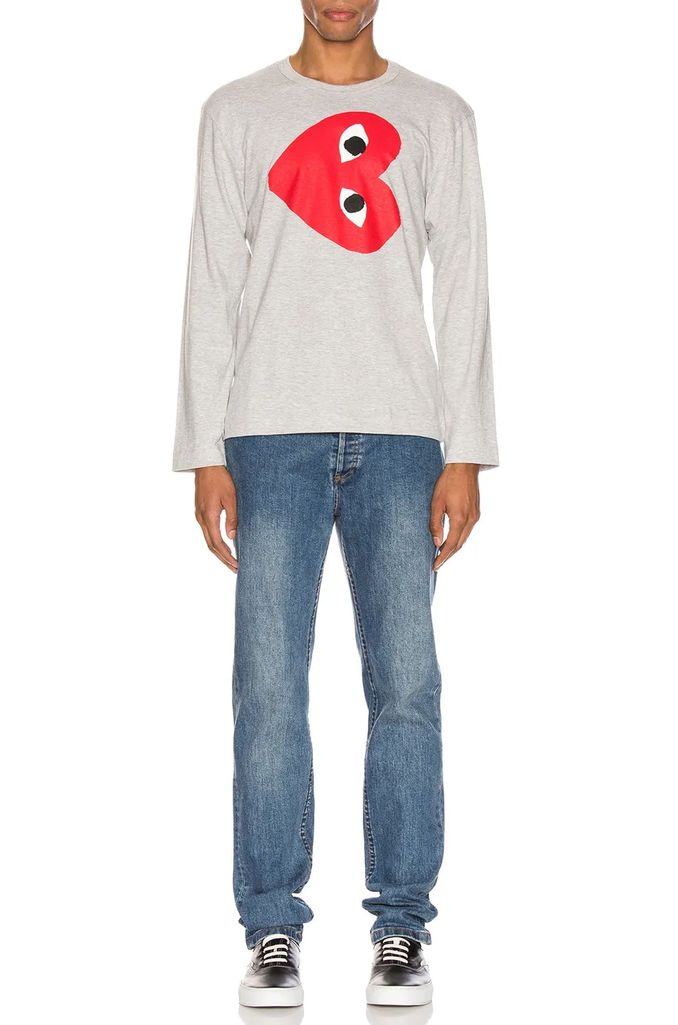 Comme des Garçons Sideways Heart Logo Longsleeve T-shirt, gray