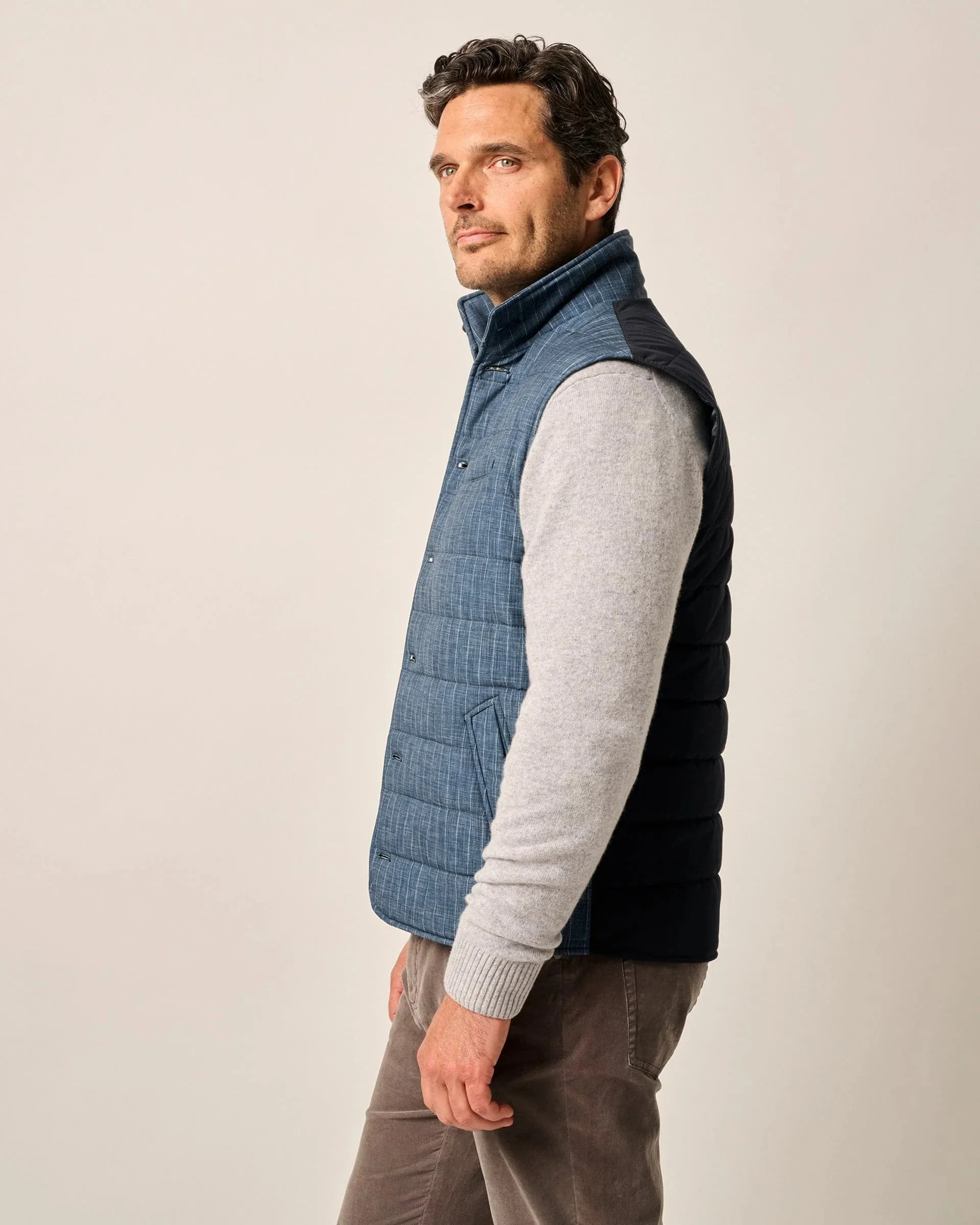 Craig Button-Down Puffer Vest in Navy by Johnnie-O