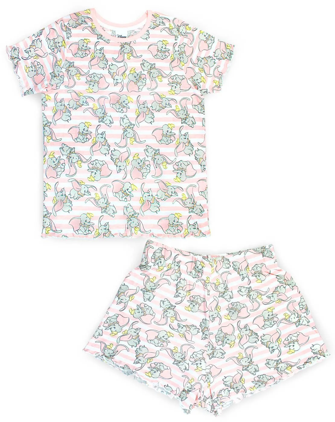 Disney Dumbo Women's Pink All Over Print Top And Shorts Pyjamas Set