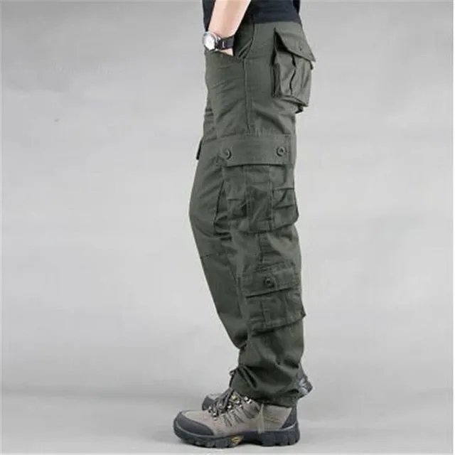 Fashion Military Style Men's Cargo Pants Casual Multi Pockets Tactical Military Pants Spring Cotton Army Trousers Men 8 Pockets