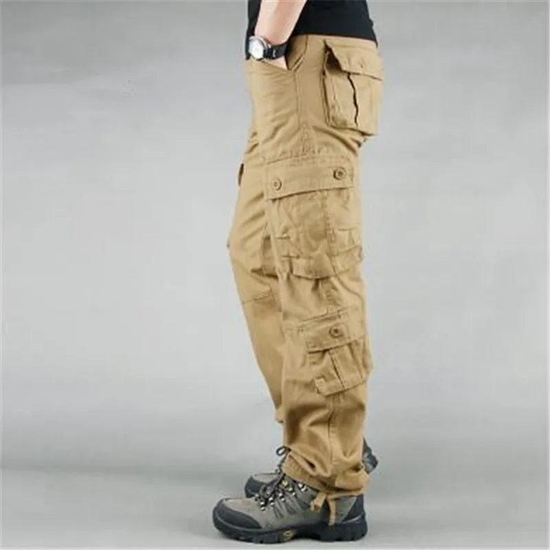 Fashion Military Style Men's Cargo Pants Casual Multi Pockets Tactical Military Pants Spring Cotton Army Trousers Men 8 Pockets