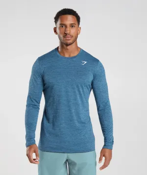 Gymshark Arrival Marl Long Sleeve T-Shirt - Navy/Lakeside Blue Marl