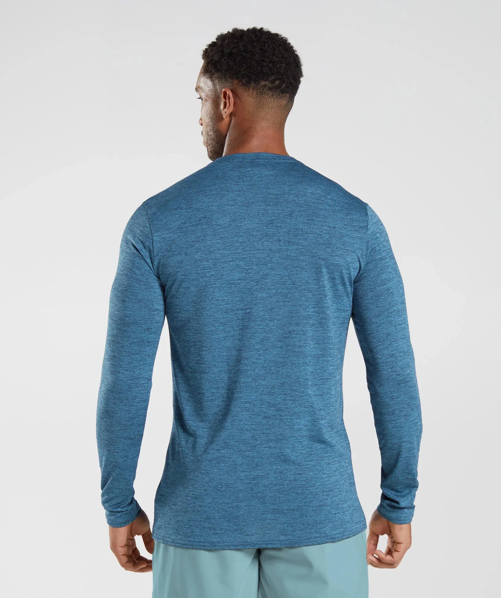 Gymshark Arrival Marl Long Sleeve T-Shirt - Navy/Lakeside Blue Marl