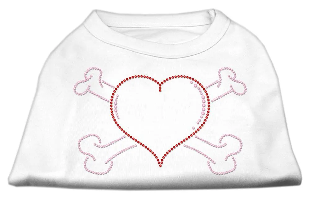 Heart and Crossbones Rhinestone Shirts White XXL (18)