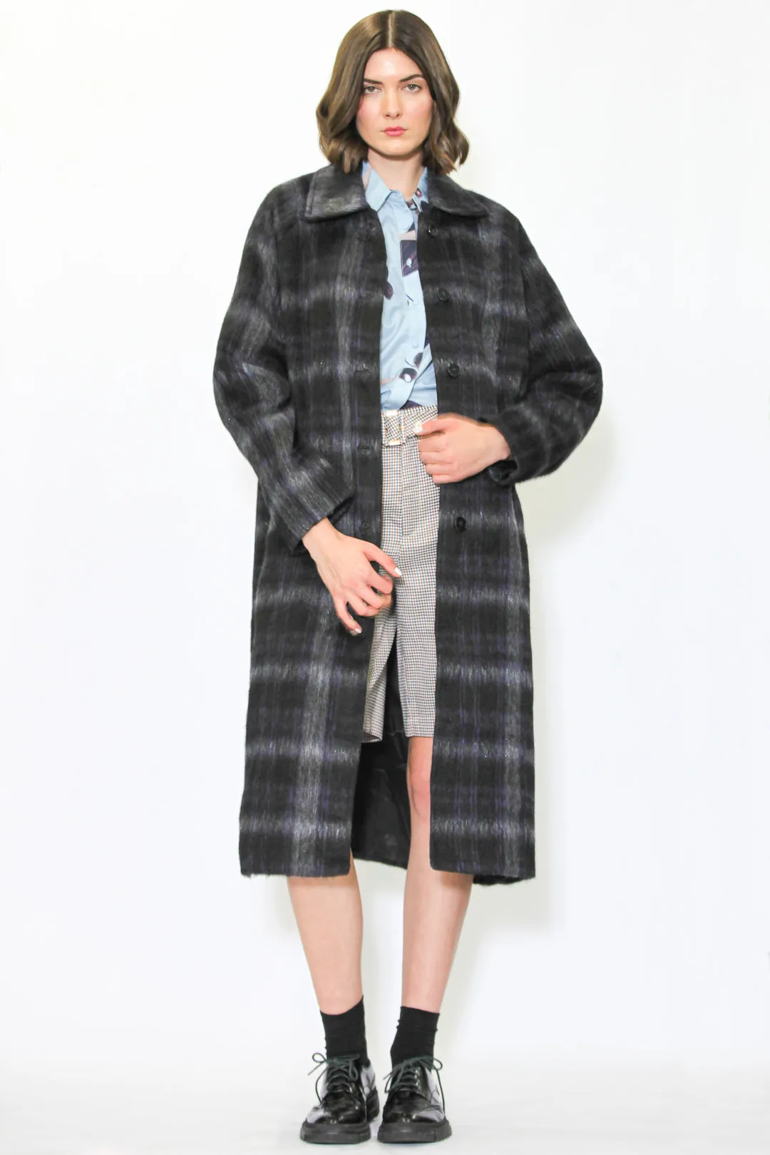 Heavy Wool Midnight Plaid Coat