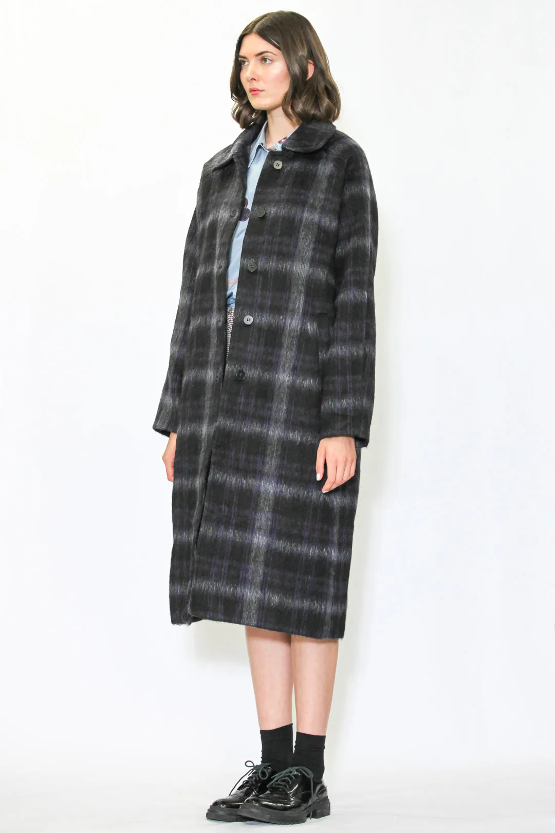 Heavy Wool Midnight Plaid Coat