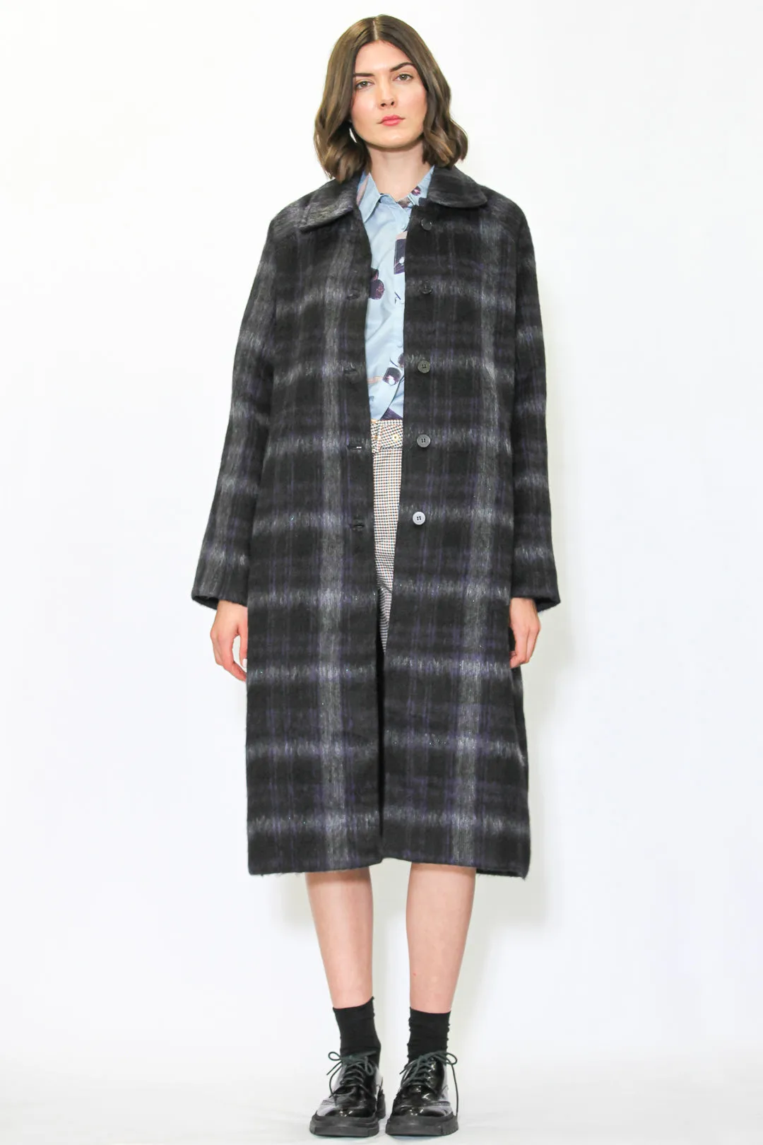 Heavy Wool Midnight Plaid Coat