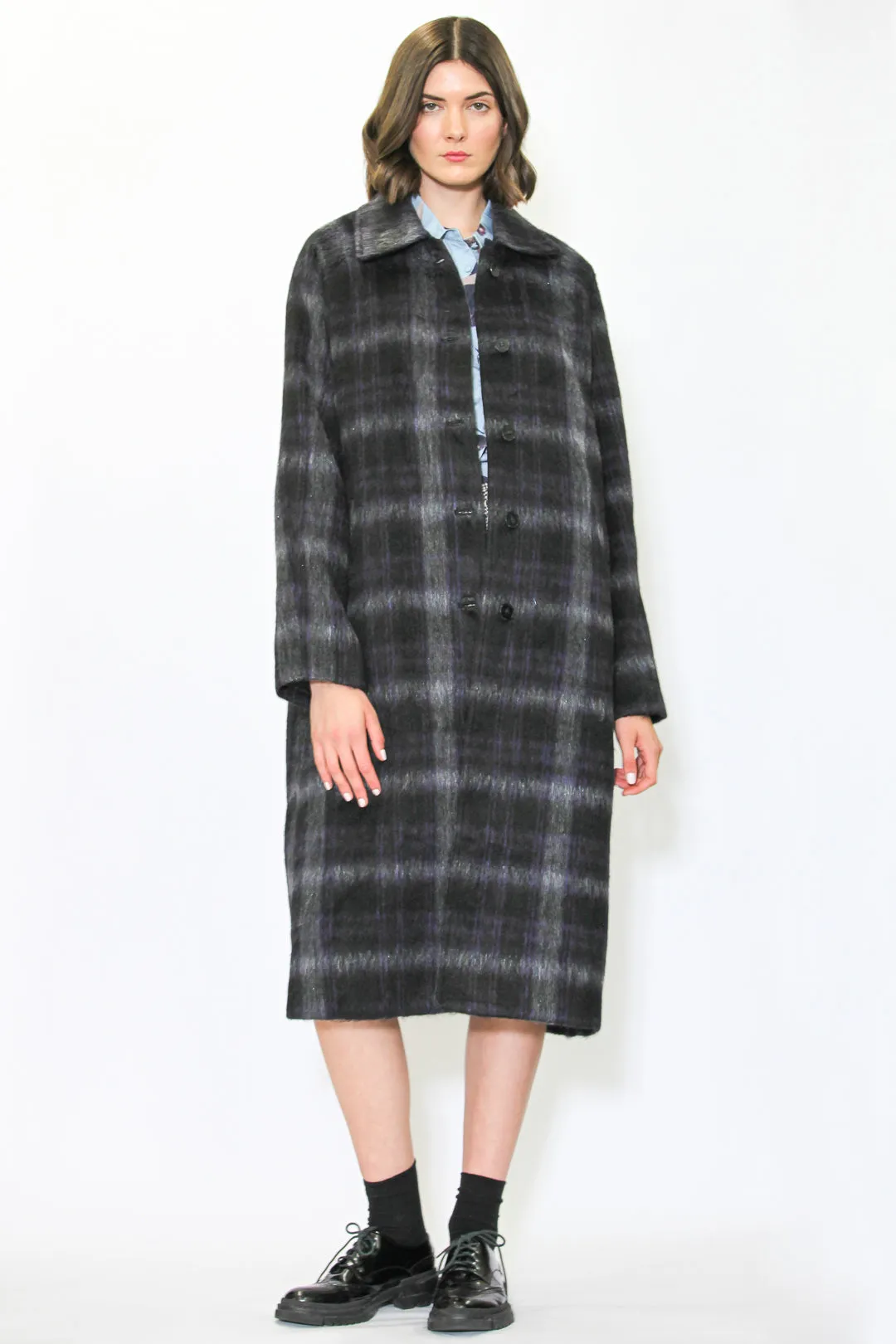 Heavy Wool Midnight Plaid Coat