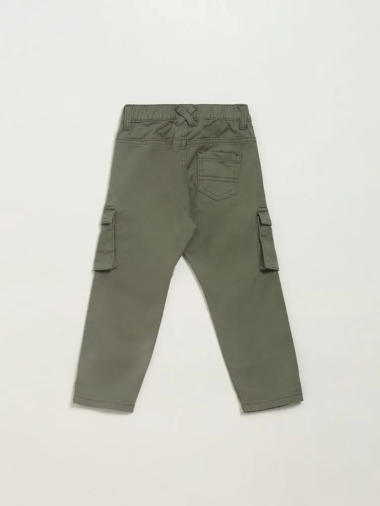 HOP Kids Solid Olive Cargo Pants