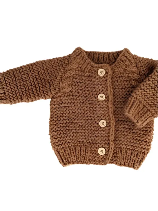 Huggalugs Pecan Garter Stitch Cardigan