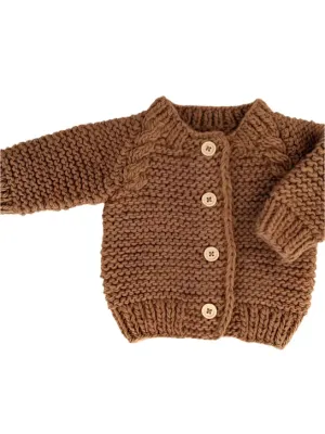 Huggalugs Pecan Garter Stitch Cardigan