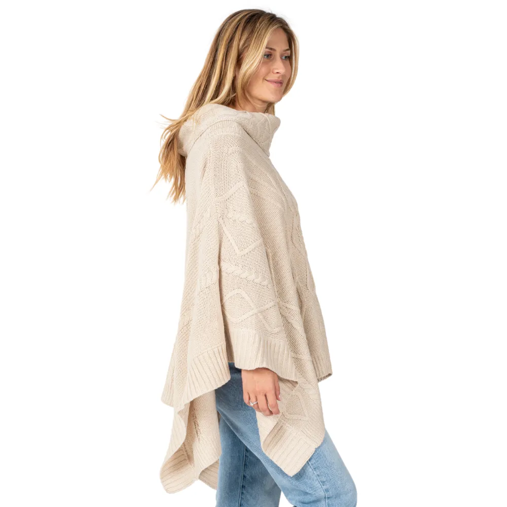 Ivory Cable Knit Sweater Poncho