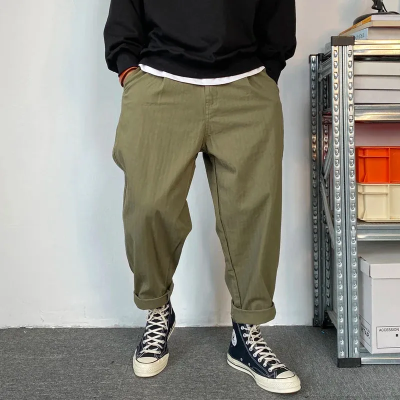 Khaki Cargo Pants Men Clothing Casual Harem Trousers