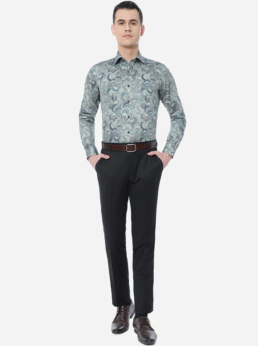 Light Green Printed Slim Fit Party Wear Shirt | Wyre