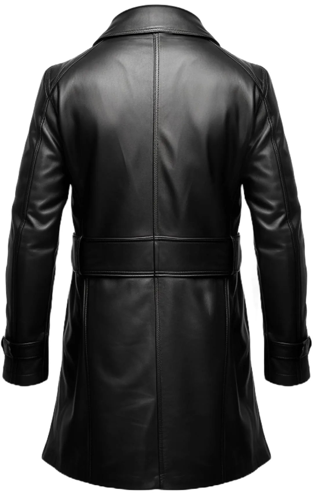 Men 3 Button Long Leather Coat