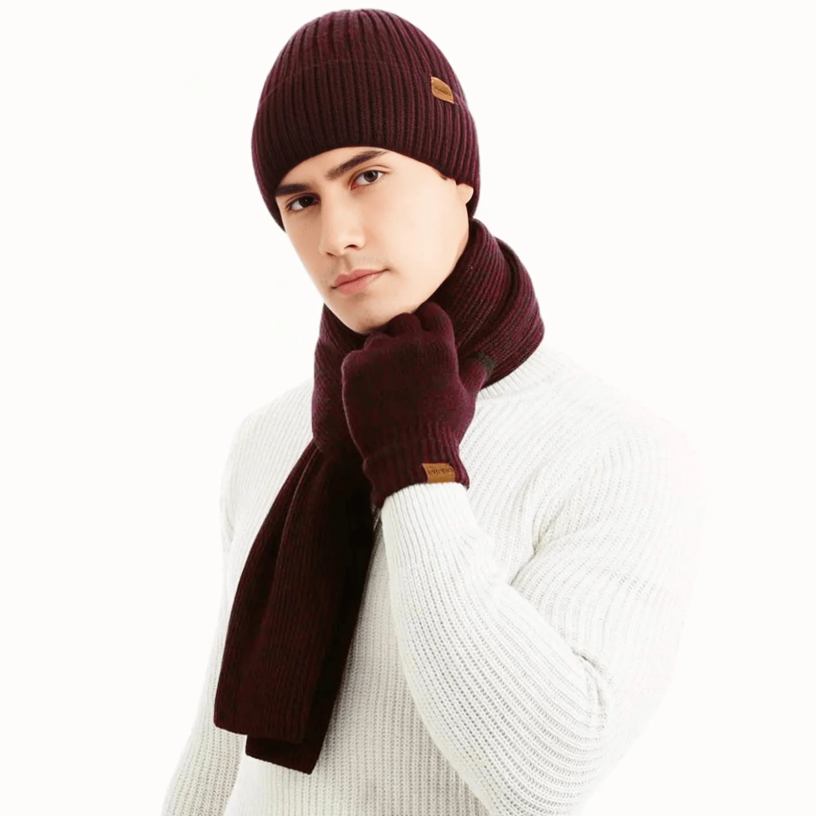 Men's Autumn Winter Keep Warm Set Men's Hat Gloves Scarf Set