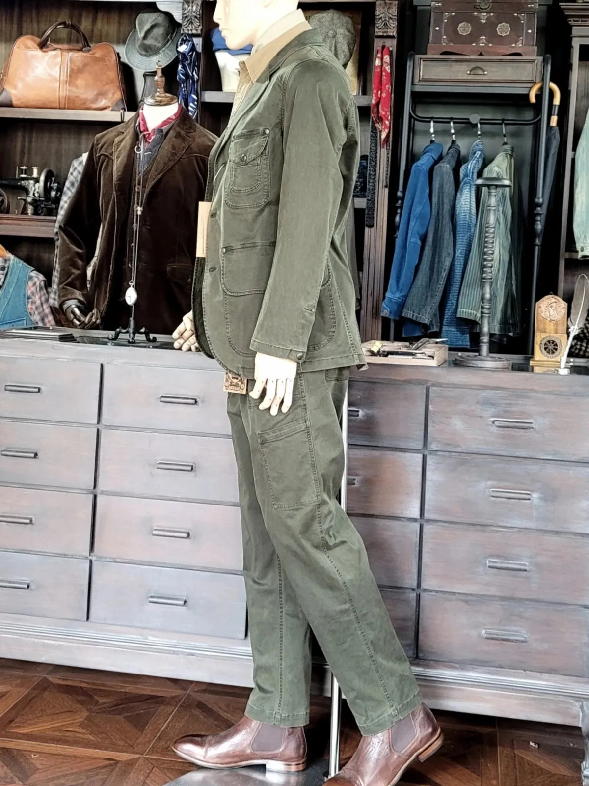 Men's Cargo Pants Straight Mid-waist Multi-pockets Military Style