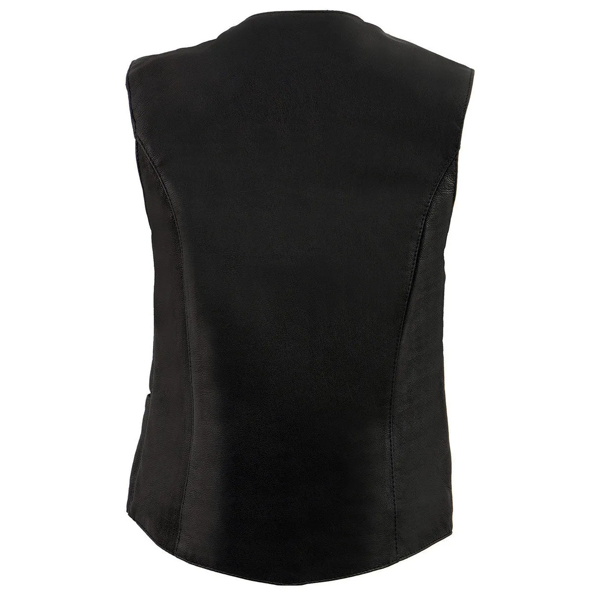 Milwaukee Leather MLL4545 Women's Black Naked Leather Lightweight Classic 4-Snap V-Neck Motorcycle Rider Vest