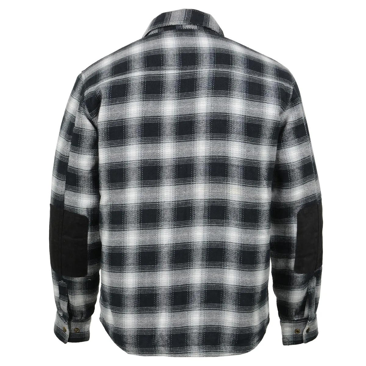 Milwaukee Leather MPM1638 Men's Black and White Checkered Flannel Motorcycle Riding Shirt