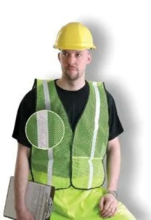 OccuNomix X-Large Yellow OccuLux Lightweight Polyester And Mesh Non-ANSI Economy Vest With Front Hook And Loop Closure, 1" Glossy Tape Striping, Side Elastic Straps And 1 Pocket