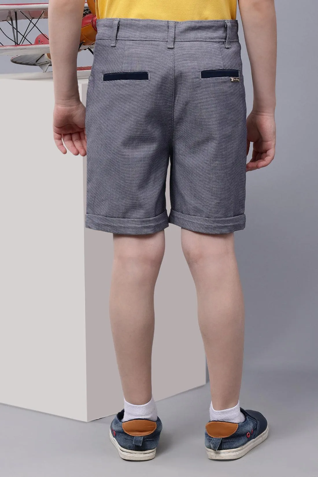 One Friday Kids Boys Blue Cotton Abstract Shorts