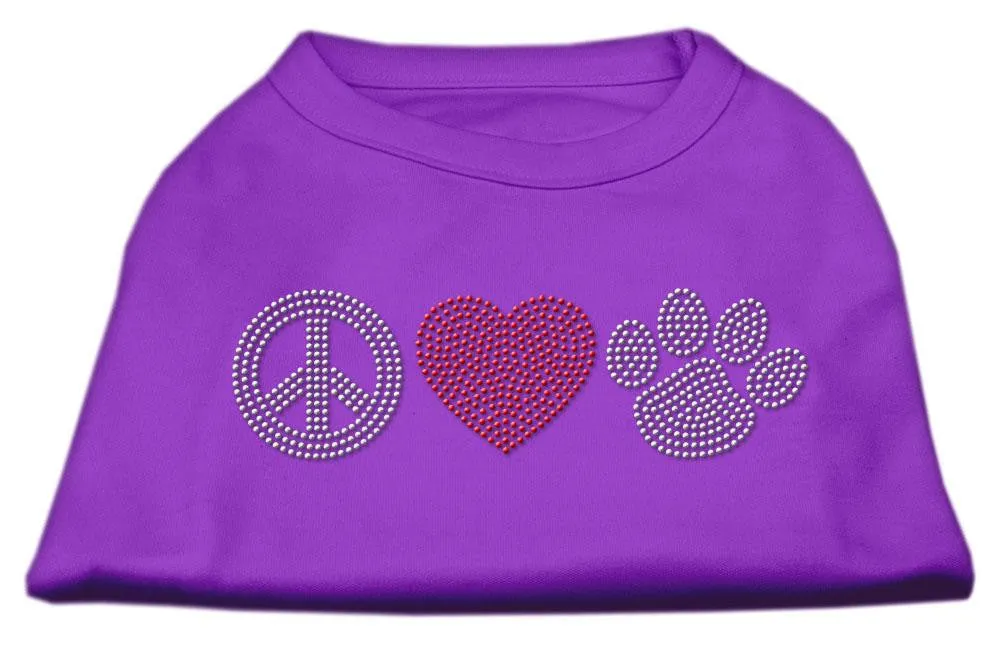 Peace Love and Paw Rhinestone Shirt Purple S (10)